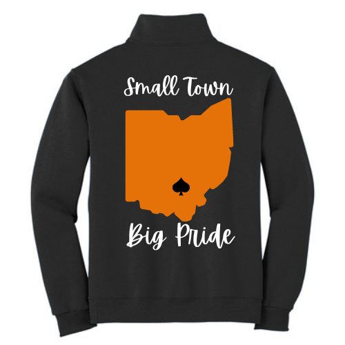 Jerzees NuBlend 1 4 Zip Cadet Collar Sweatshirt Black With Small Town Big Pride