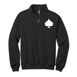 Jerzees NuBlend 1 4 Zip Cadet Collar Sweatshirt Black With Spade