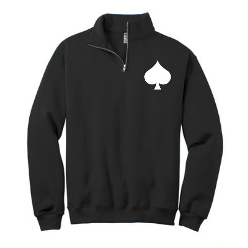 Jerzees NuBlend 1 4 Zip Cadet Collar Sweatshirt Black With Spade
