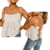 White Tied Shoulder Floral Print Babydoll Tank
