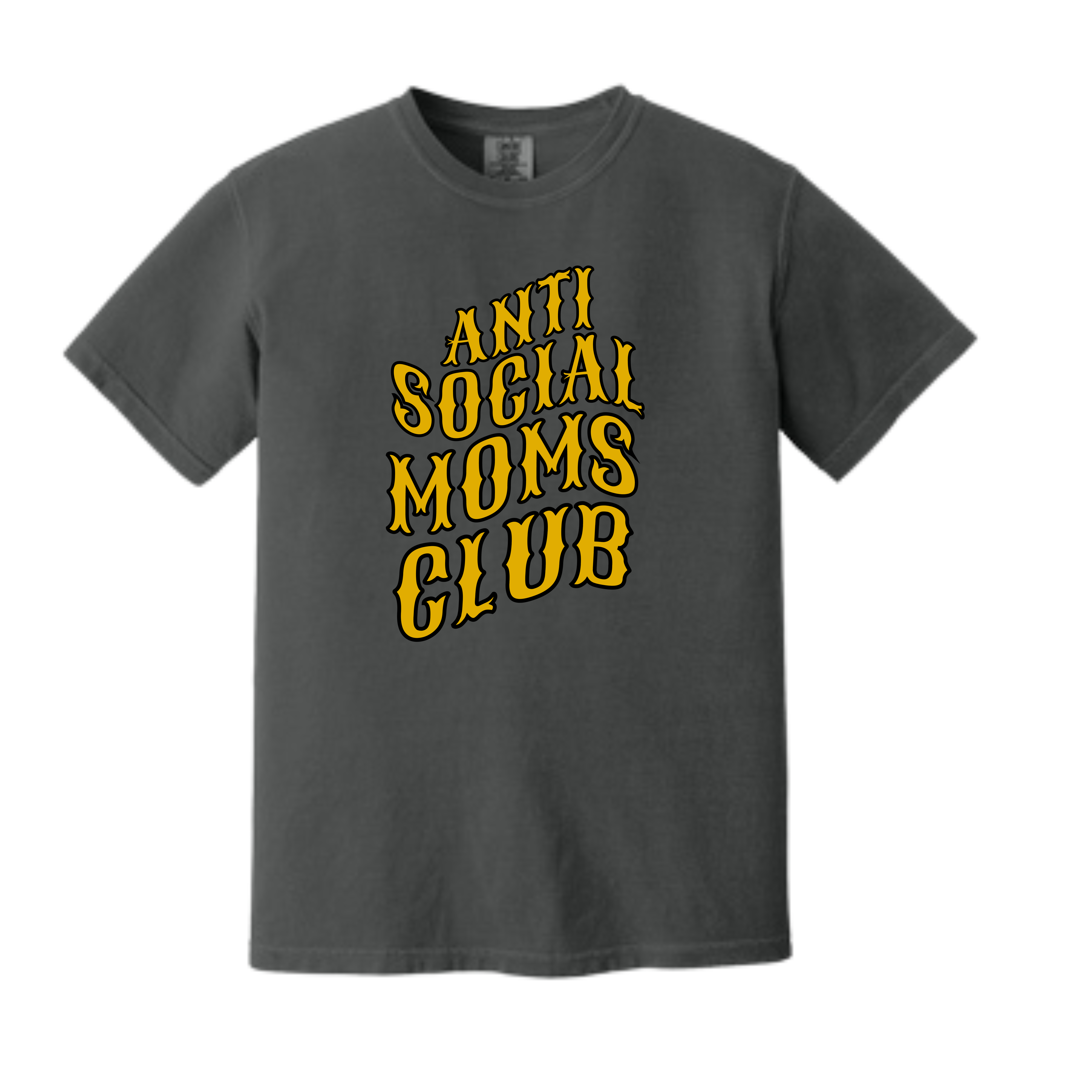 comfort colors GRAPHITE T shirt ANTI SOCIAL MOMS CLUB(1)