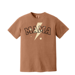 comfort colors yam shirt mama with lighting bolt and stars